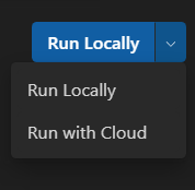 Screenshot that shows Run with Cloud button.
