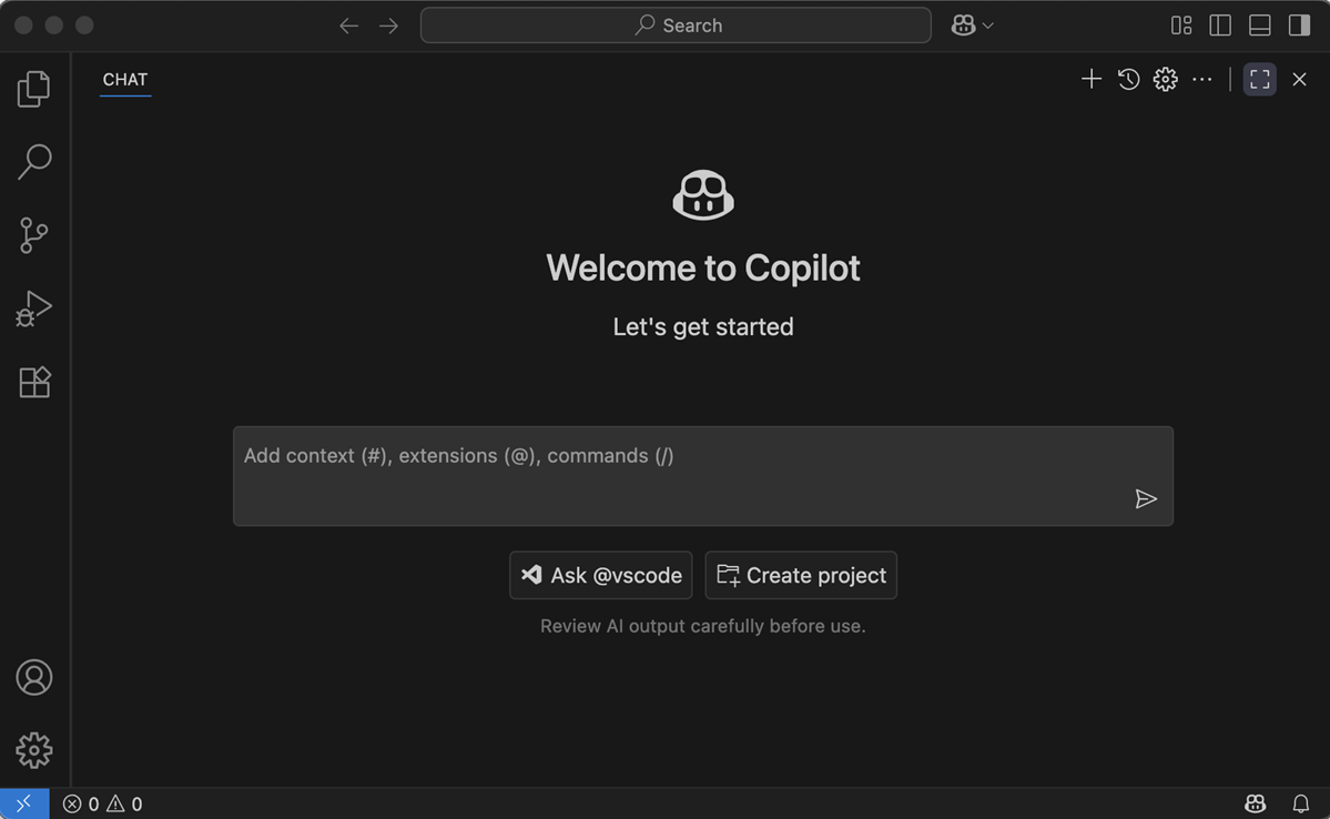 Screenshot that shows the Chat view maximized.