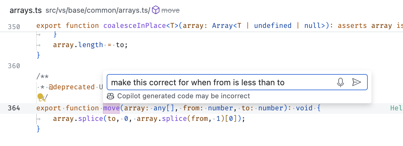 Inline Chat als Content-Widget über dem Editor-Text schwebend