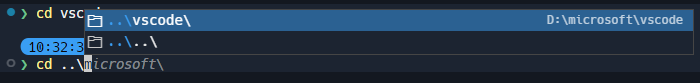 cd ..\ wird eine Vervollständigung für ..\..\. geben.